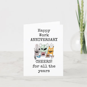 Happy Work Anniversary Card, Funny Letterpress Thank You Card