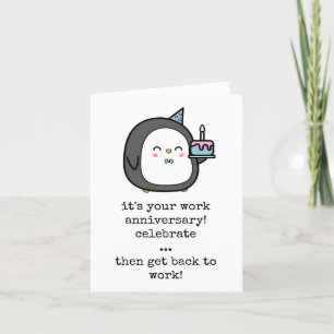 Happy Work Anniversary Card, Funny Letterpress Thank You Card