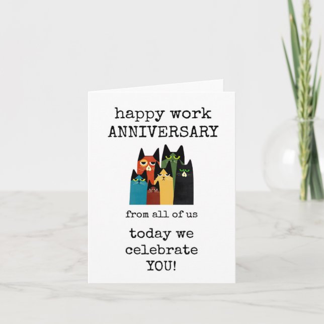 Happy Work Anniversary, Cute, From All Of Us Card (Front)