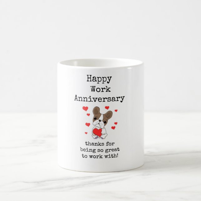 Happy Work Anniversary, Cute Puppy Mug (Center)