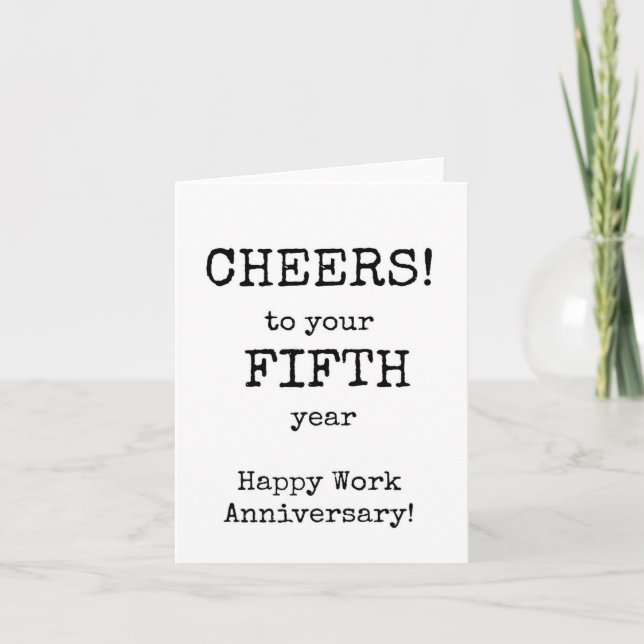 Happy Work Anniversary, Fifth Year Card (Front)