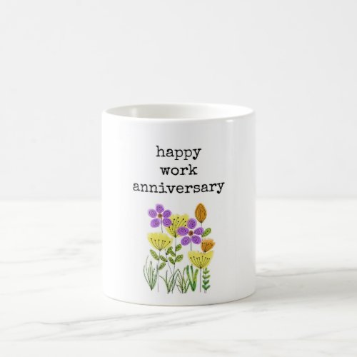 Happy Work Anniversary for Her Floral Mug