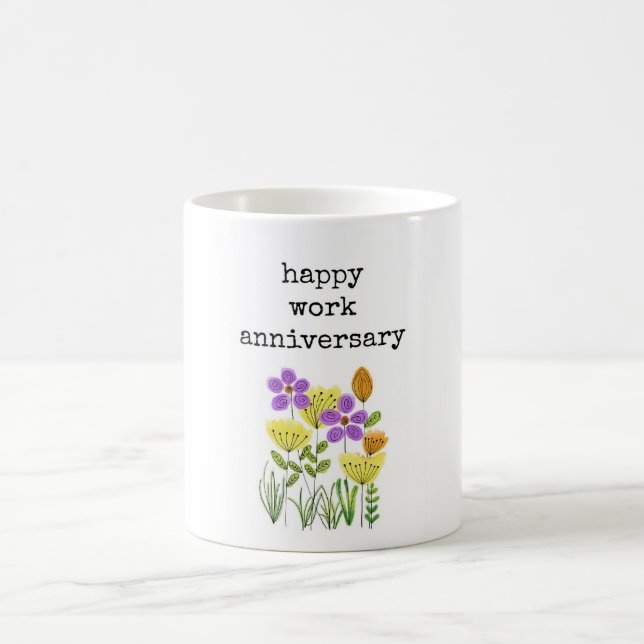 Happy Work Anniversary for Her, Floral Mug (Center)
