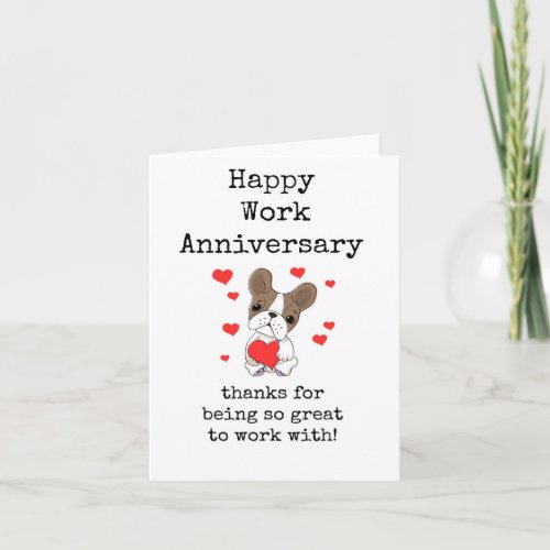 Happy Work Anniversary Thanks Cute Dog Heart Card