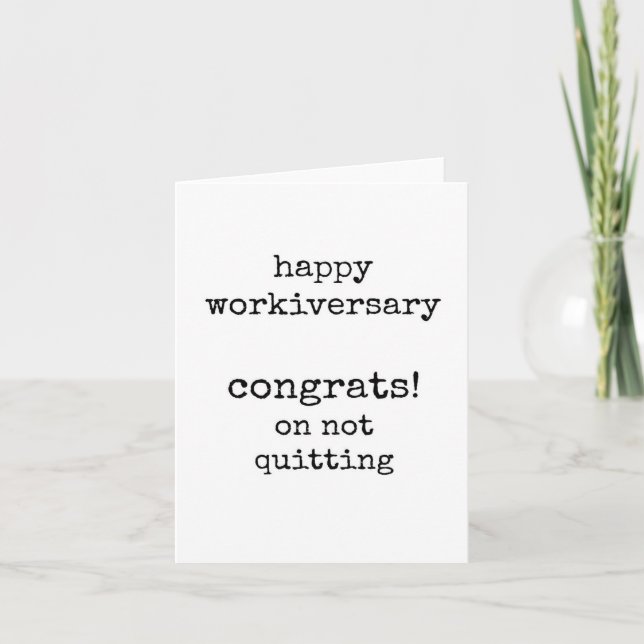 Happy Workiversary Card, Simple, Typed, Card (Front)