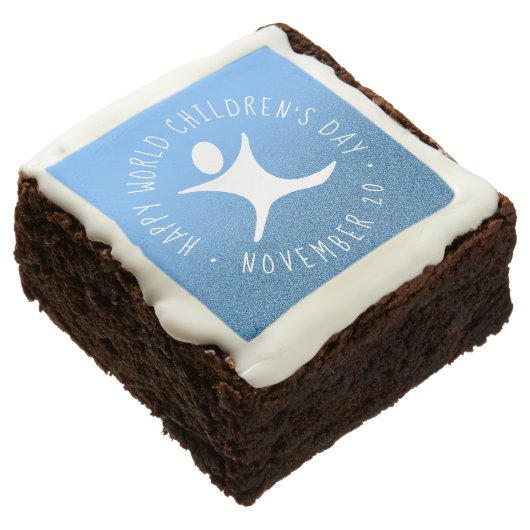 Happy World Children's Day Blue Glitter Brownie (Angled)