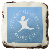 Happy World Children's Day Blue Glitter Brownie (Front)