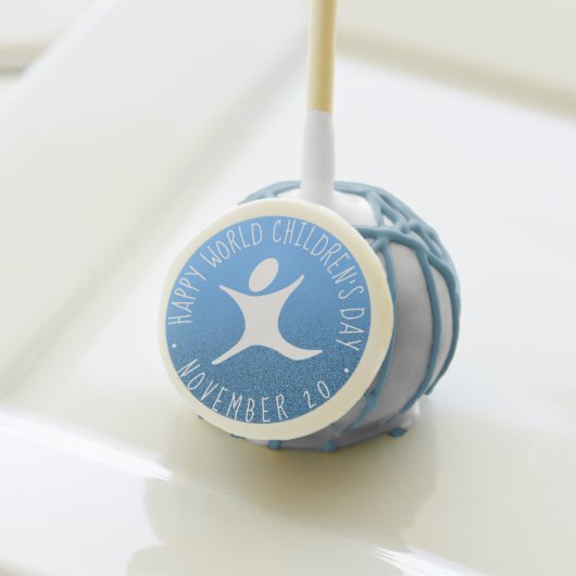 Happy World Children's Day Blue Glitter Cake Pops (Front Insitu)