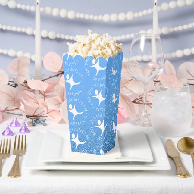 Happy World Children's Day Blue Glitter Favor Boxes (Wedding)