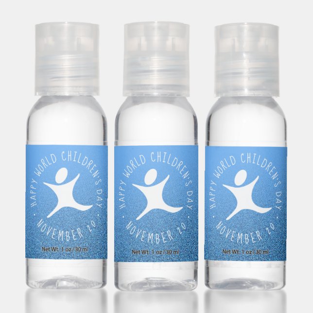 Happy World Children's Day Blue Glitter Hand Sanitizer (Set)
