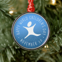 Happy World Children's Day Blue Glitter