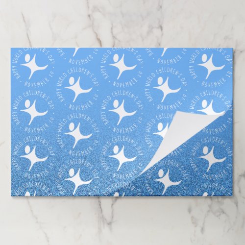 Happy World Childrens Day Blue Glitter Paper Pad