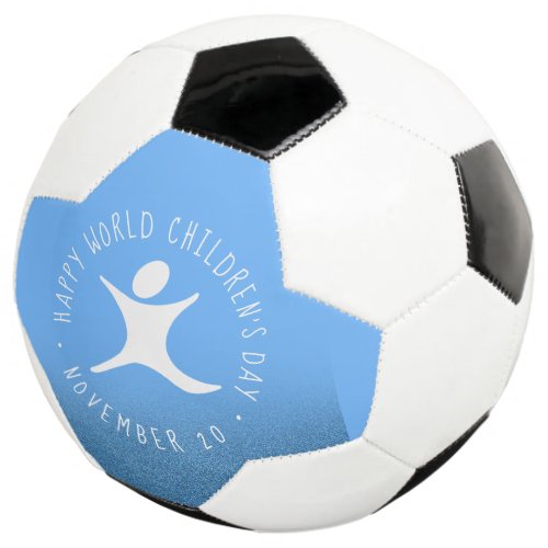 Happy World Childrens Day Blue Glitter Soccer Ball