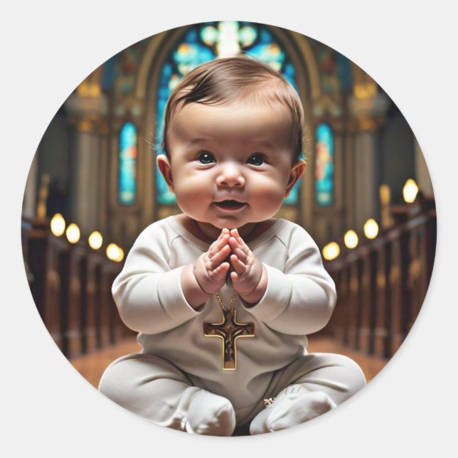 happy world classic round sticker (Front)