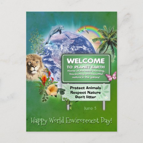 Happy World Environment Day text customizable Postcard