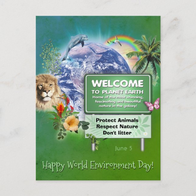 Happy World Environment Day (text customizable) Postcard (Front)
