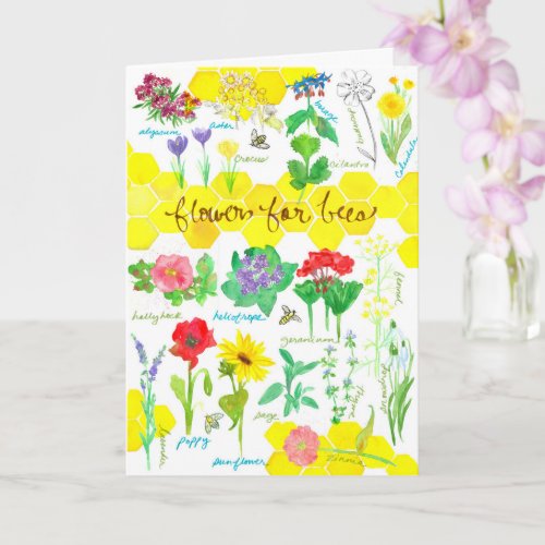 Happy World Honey Bee Day Flowers For Bees Card