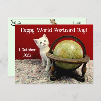 Happy World Postcard Day From Tuffy Mcstuff - Cat by CatsEyeViewGifts at Zazzle
