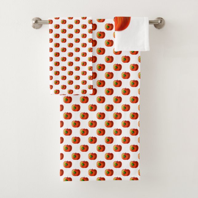 Happy Worm In Red Apple Bath Towel Set (Insitu)