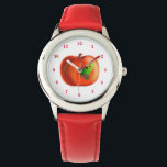 Happy Worm In Red Apple Watch<br><div class="desc">Funny Worm In Red Apple Watches - MIGNED Painting - Customizable - Transferable</div>