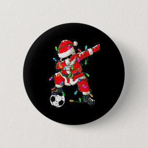 Happy Xmas Dabbing Santa Soccer Christmas Pajamas Button