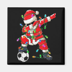 Happy Xmas Dabbing Santa Soccer Christmas Pajamas Magnet