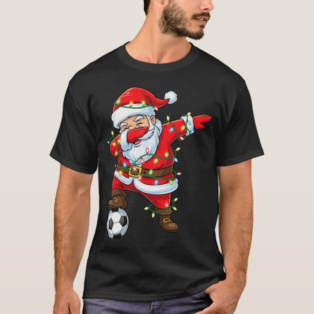 Happy Xmas Dabbing Santa Soccer Christmas T-Shirt (Front)