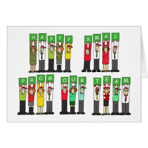 Happy Xmas From Our Team Cartoon Group Cards
