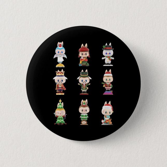 Happy Xmas Labubu Lover Cute Labubu The Monsters C Button (Front)