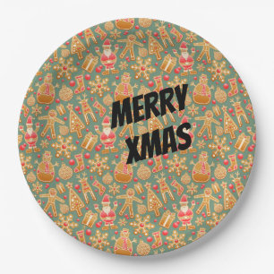 Happy Xmas Symbols Paper Plates