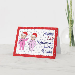 Happy Xmas twins girls Holiday Card