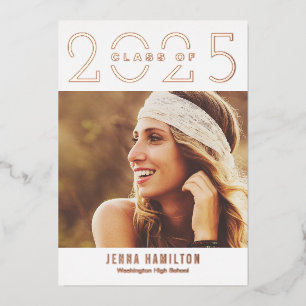 Happy Year Foil Graduation Announce Editable Color Foil Invitation