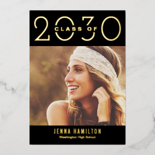 Happy Year Foil Graduation Announce Editable Color Invitation