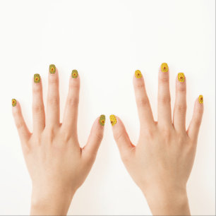 Happy Yellow and Green Sunflower on Polka-Dot Minx Nail Art