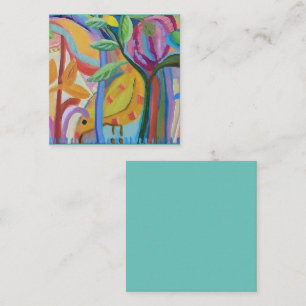 Happy yellow bird art note card