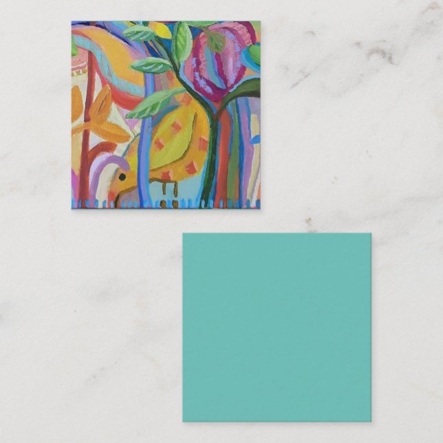 Happy yellow bird art note card (Front/Back)