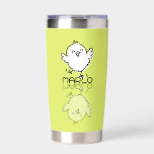 Happy Yellow Chick Reflection Doodle Custom Name