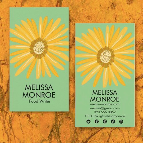 Happy Yellow Daisy illustrated Social Media Icons  Business Card