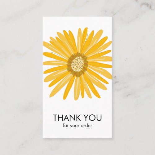 Happy Yellow Daisy Order Thank You Social Icons Business Card