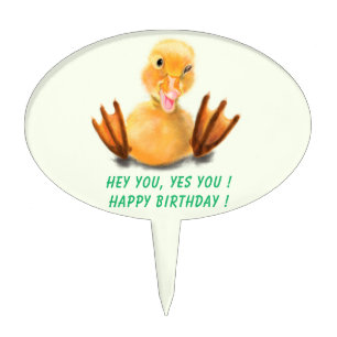 Happy Yellow Duck Funny Birthday Cake Topper