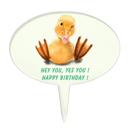 Happy Yellow Duck Funny Birthday Cake Topper