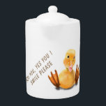 Happy Yellow Duck Funny Teapot - Custom Text<br><div class="desc">Teapots with Funny Yellow Duck Playful Wink Happy Smile Cartoon Drawing and Text - or Choose / Add Your Unique Text / Font / Color - Make Your Special Teapot Gift - Resize and move or remove and add elements / image with Customization tool ! - Drawing and Design by...</div>