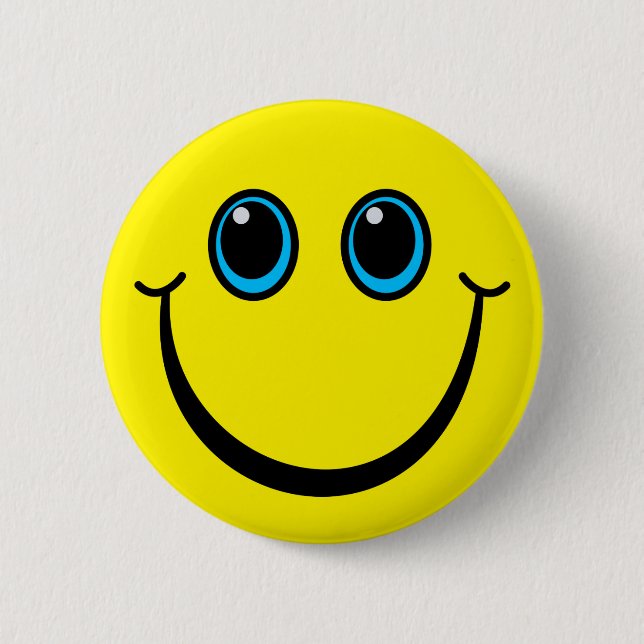 Happy Yellow Emoji Face Button (Front)