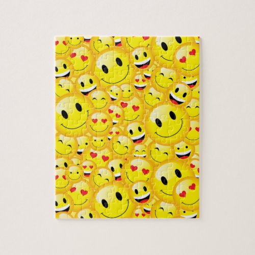 Happy Yellow Emoji Smiling Faces Cheer Up Jigsaw Puzzle