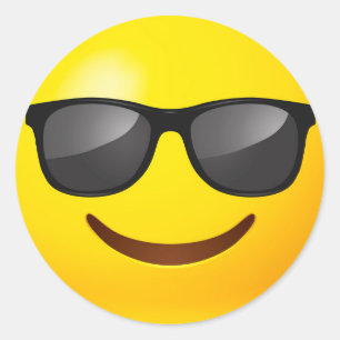 Happy Yellow Emoji with Sunglasses Classic Round Sticker