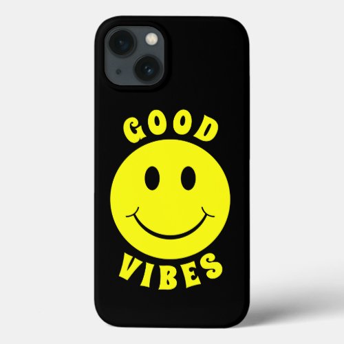 Happy Yellow Face Good Vibes iPhone 13 Case