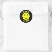Happy Yellow Face Good Vibes Classic Round Sticker (Bag)