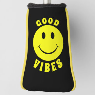 Happy Yellow Face Good Vibes Golf Head Cover