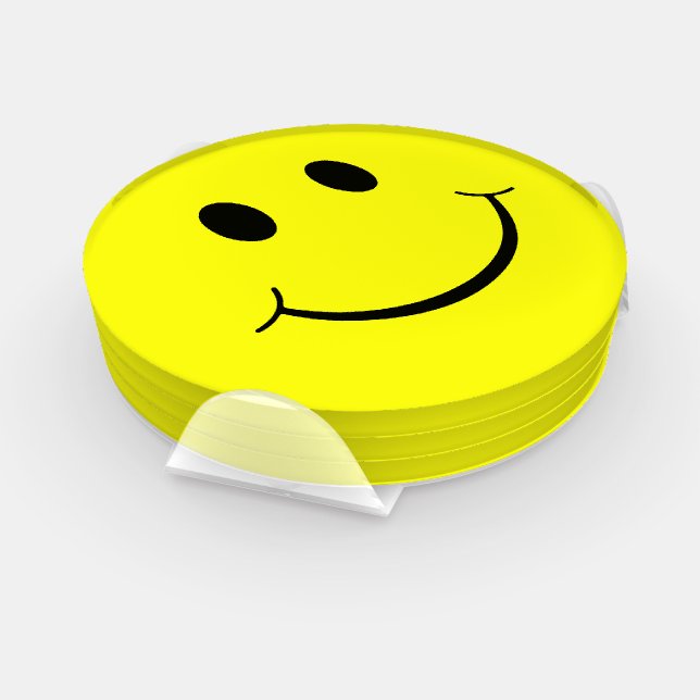 Happy Yellow Face Graphic Coaster Set (Set)
