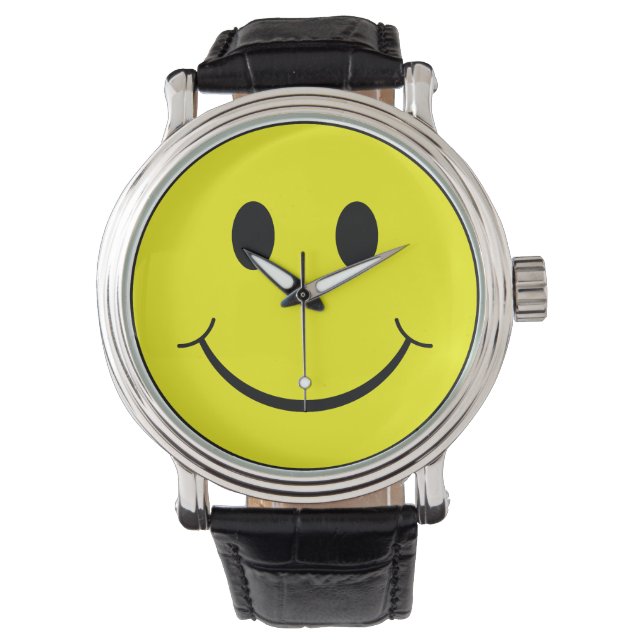 Happy Yellow Face Graphic Watch (Front)